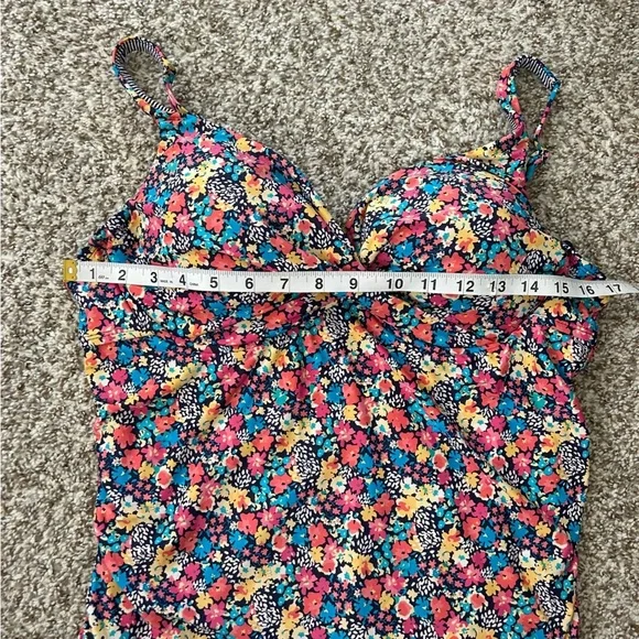 🦋 Anne Cole Floral Tankini Swim Top Beach Vacation Summer Underwire 40D - Picture 4 of 5